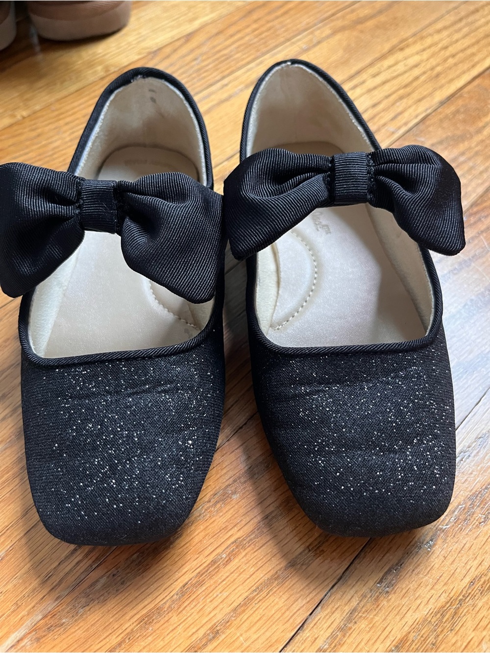Cat & Jack Black Bow Sparkle Mary Janes